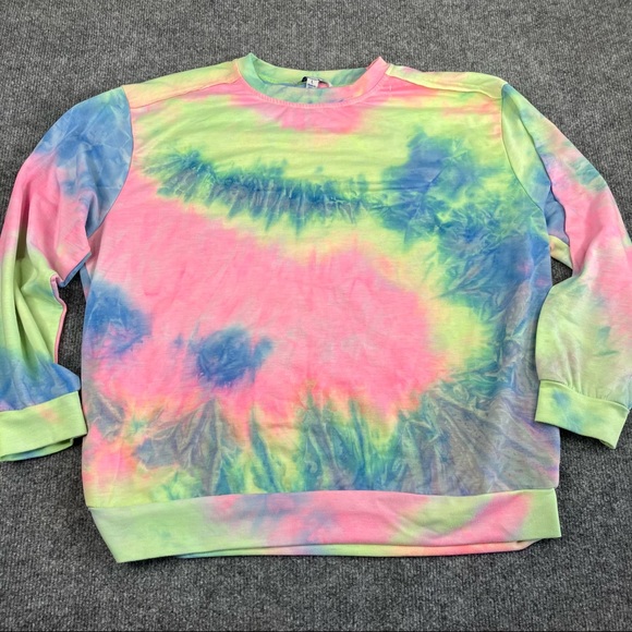 She + Sky Tye Dye sweater long sleeve shirt large sweatshirt - Picture 1 of 7